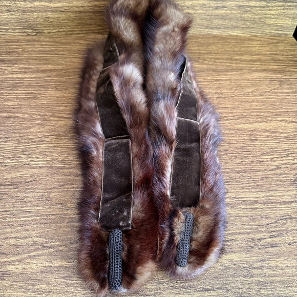 Vintage 50s Mink Visor Cap Hat Size 7 Scarf w/ Clips Mid-Century Hollywood Glam - Picture 6 of 14